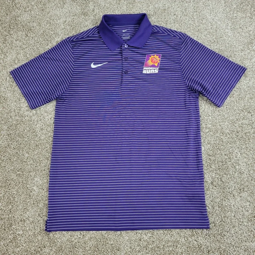 Nike Dri Fit Phoenix Suns Mens Small Purple Striped Performance Stretch Polo SS